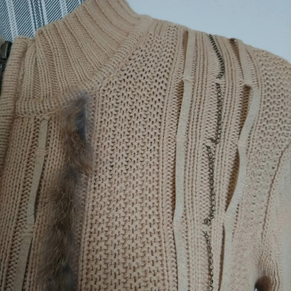 Conrad C Tan Knit Zipper Cardigan, SP - Picture 5 of 10